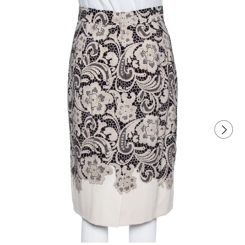 Dolce & Gabbana Black and Cream Lace Pencil Skirt